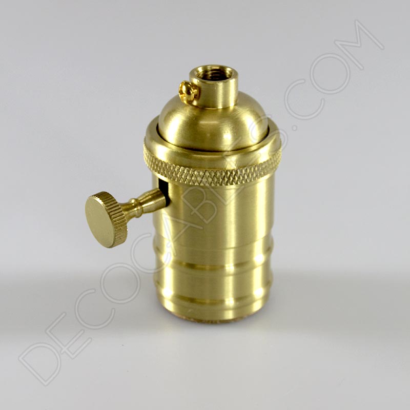 Portalámparas estilo vintage con interruptor en color dorado Portalámparas estilo vintage con interruptor en color dorado