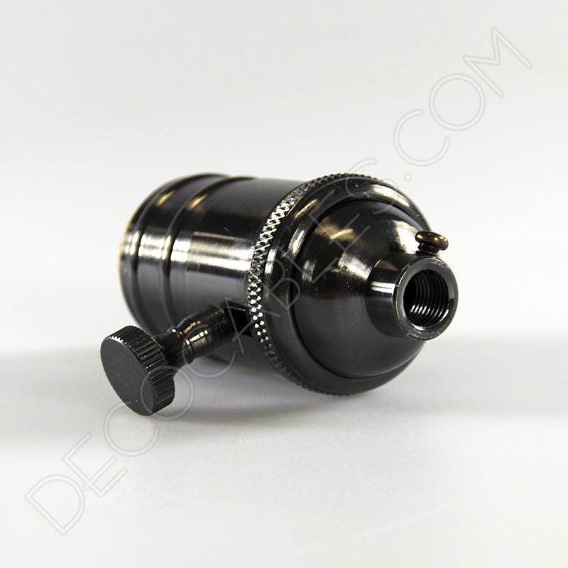 Portalámparas estilo vintage con interruptor en color negro perla Portalámparas estilo vintage con interruptor en color negro perla