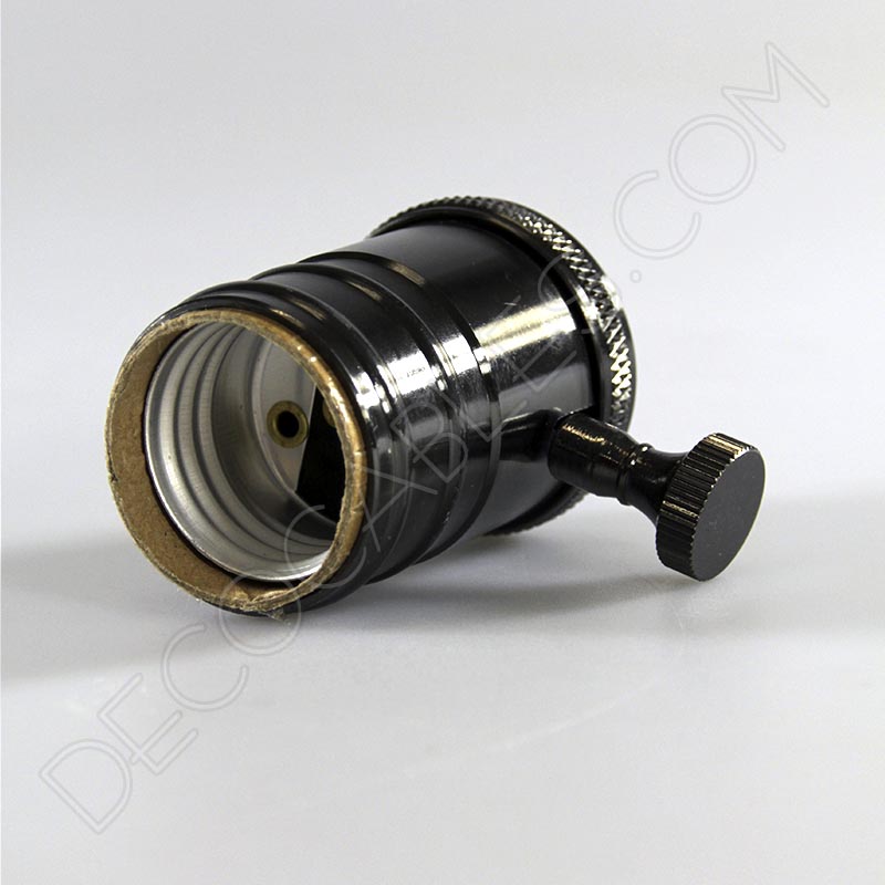 Portalámparas estilo vintage con interruptor en color negro perla Portalámparas estilo vintage con interruptor en color negro perla