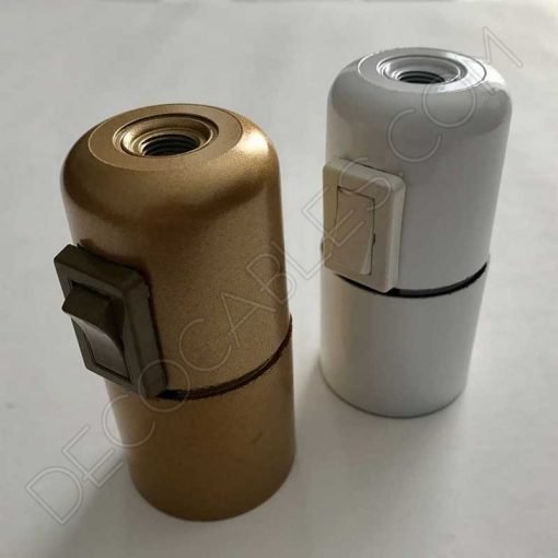 Portalámparas liso con interruptor (Varios colores) 5 Portalámparas baquelita con interruptor dorado