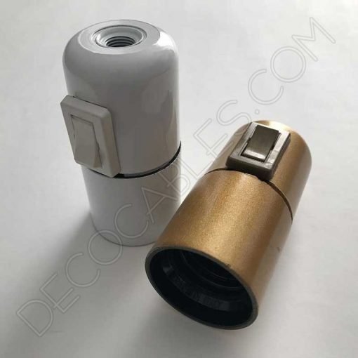 Portalámparas liso con interruptor (Varios colores) 8 Portalámparas baquelita con interruptor blanco