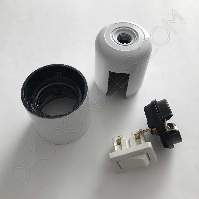 Portalámparas baquelita con interruptor blanco Portalámparas baquelita con interruptor blanco
