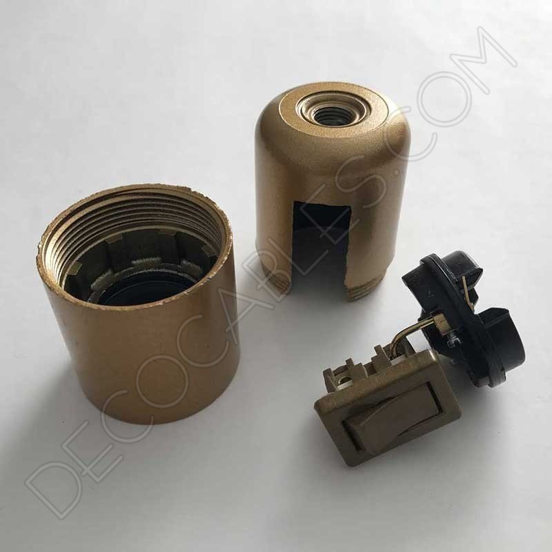 Portalámparas baquelita con interruptor dorado Portalámparas baquelita con interruptor dorado