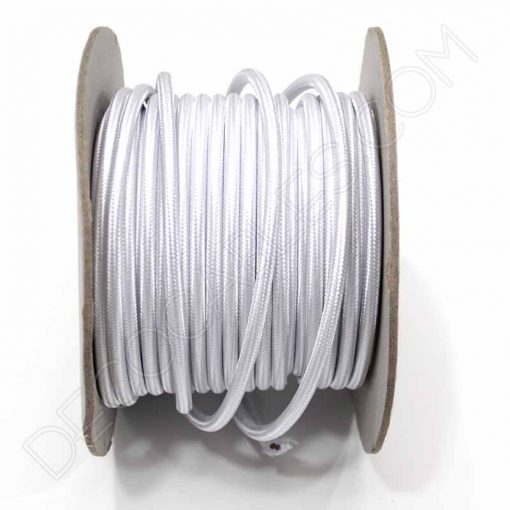 Cable eléctrico redondo de tela de color blanco