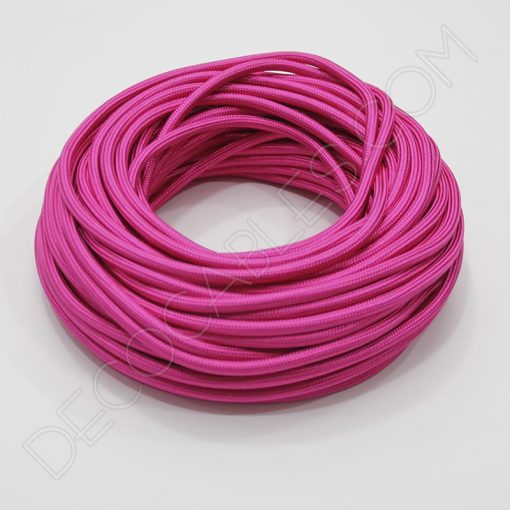 Cable textil eléctrico (Fucsia) 2 Cable eléctrico redondo de tela de color rosa fucsia