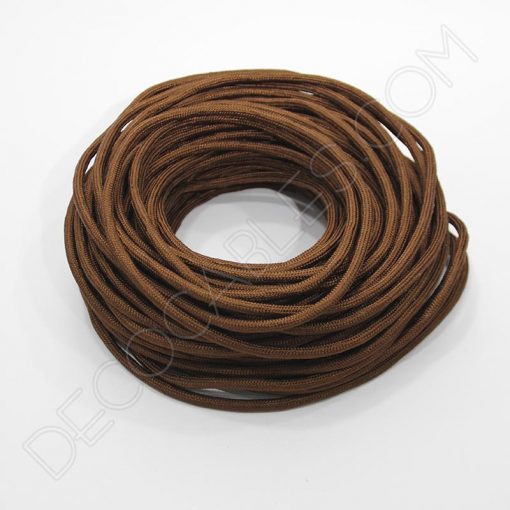 Cable textil eléctrico (Marrón) 2 Cable eléctrico redondo de tela de color marrón