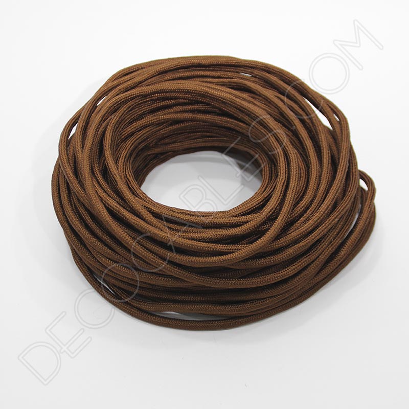 Cable eléctrico redondo de tela de color marrón Cable eléctrico redondo de tela de color marrón