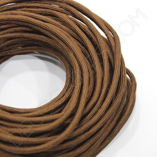 Cable textil eléctrico (Marrón) 1 Cable eléctrico redondo de tela de color marrón