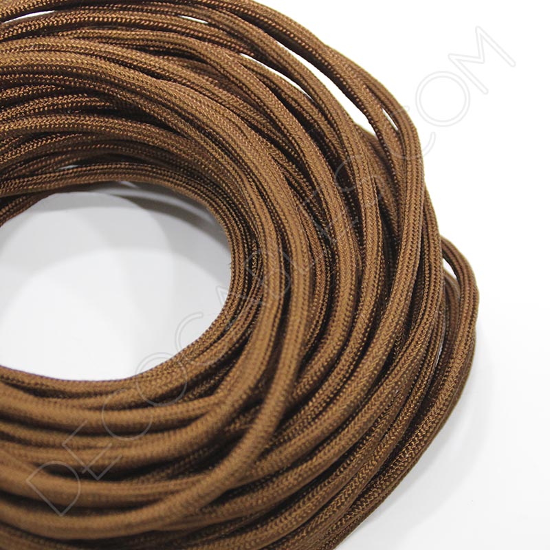 Cable eléctrico redondo de tela de color marrón Cable eléctrico redondo de tela de color marrón