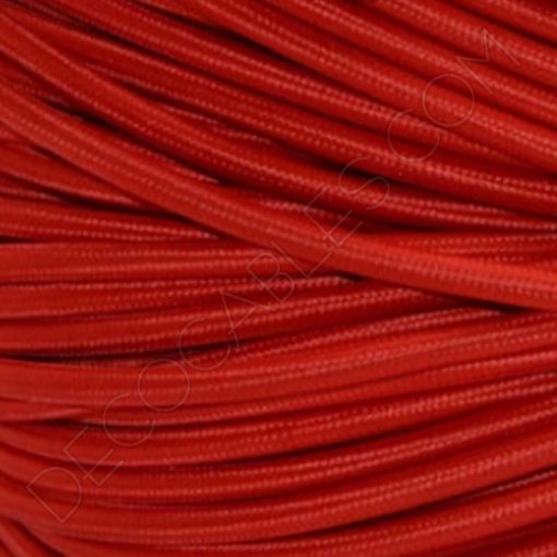 Cable eléctrico redondo de tela de color rojo de 3 hilos