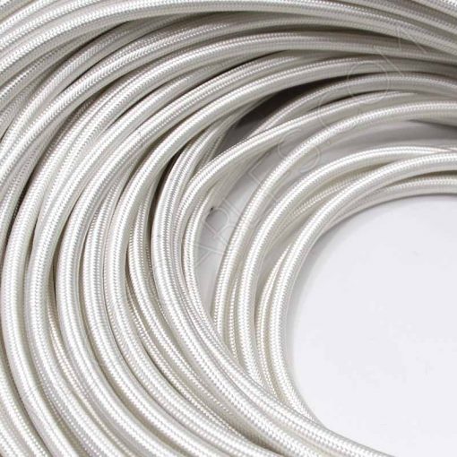 Lámpara Colgante disco de Madera y metal 13 Cable eléctrico textil redondo en color blanco