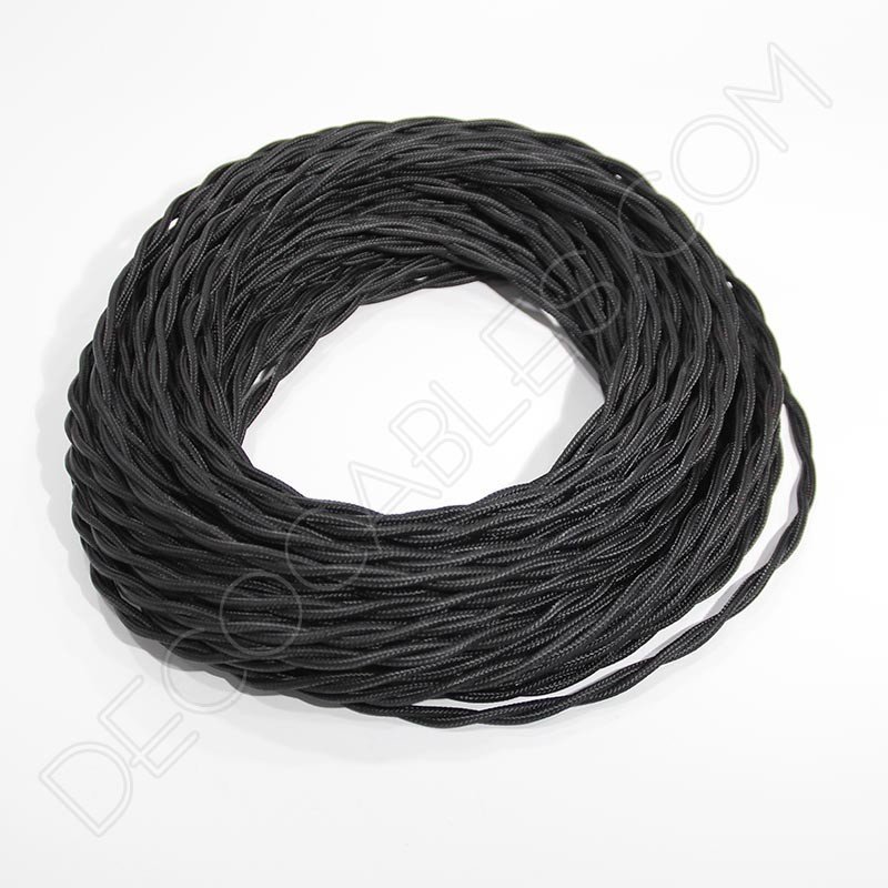 Cable eléctrico trenzado de color negro Cable eléctrico trenzado de color negro
