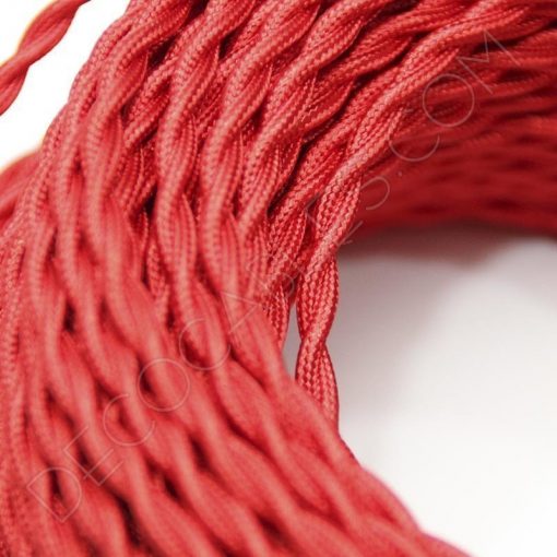 Cable eléctrico trenzado en color rojo