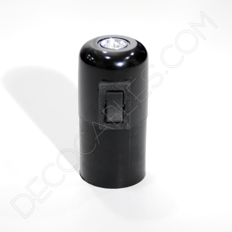 Portalámparas liso con interruptor lateral en negro Portalámparas liso con interruptor lateral en negro