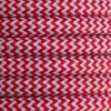 Cable textil eléctrico (zig-zag Rojo y Blanco) 3 Cable eléctrico redondo de tela de color rojo y blanco en zig-zag