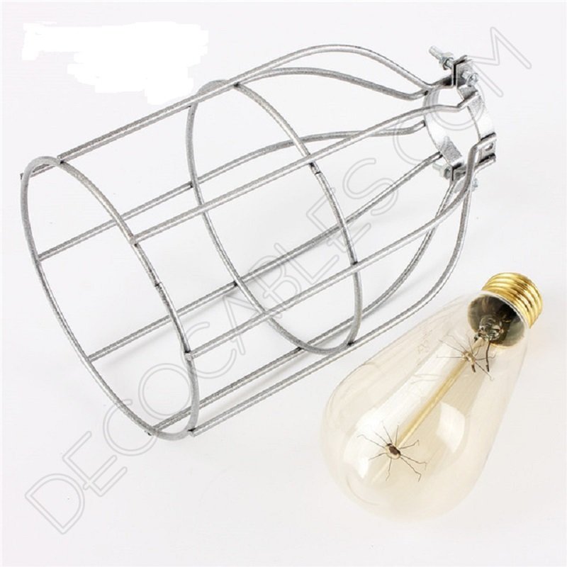 Jaula decorativa metálica para lámpara en color plateado Jaula decorativa metálica para lámpara en color plateado
