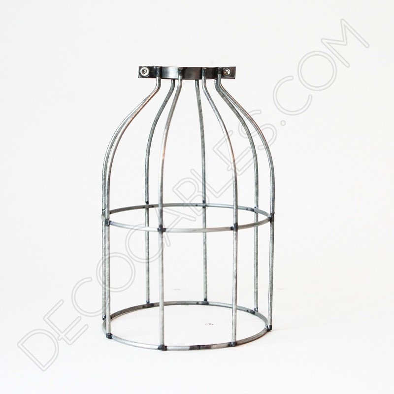 Jaula decorativa metálica para lámpara en color plateado Jaula decorativa metálica para lámpara en color plateado
