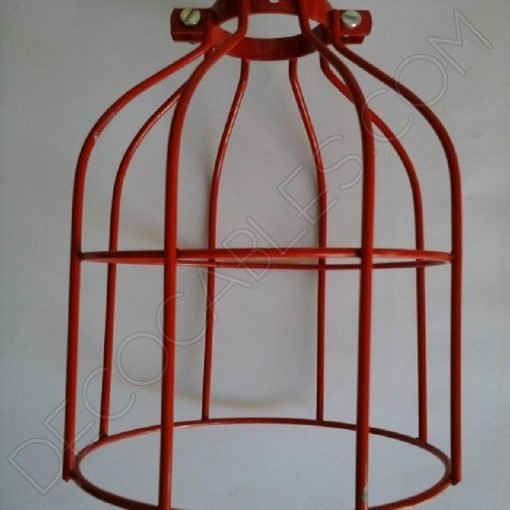 Jaula decorativa metálica para lámpara en color rojo