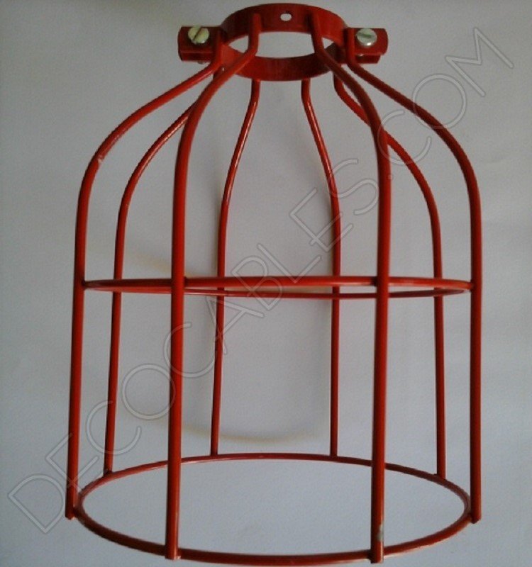 Jaula decorativa metálica para lámpara en color rojo Jaula decorativa metálica para lámpara en color rojo