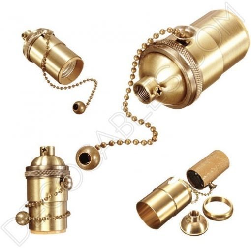 Portalámparas vintage metálico con cadena 7 Portalámparas vintage metálico con cadena color oro