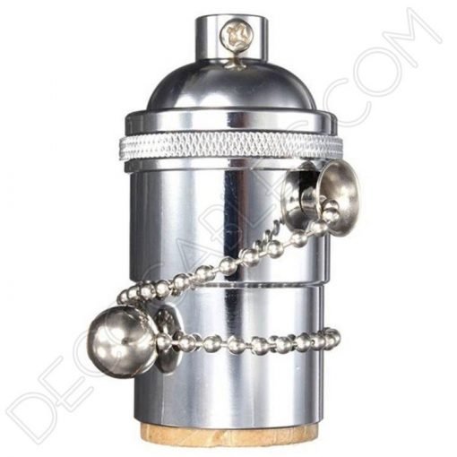 Portalámparas vintage metálico con cadena 8 Portalámparas vintage metálico con cadena cromado