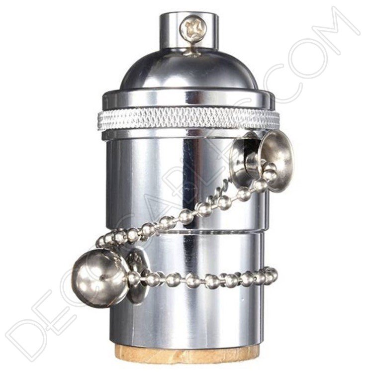 Portalámparas vintage metálico con cadena cromado Portalámparas vintage metálico con cadena cromado