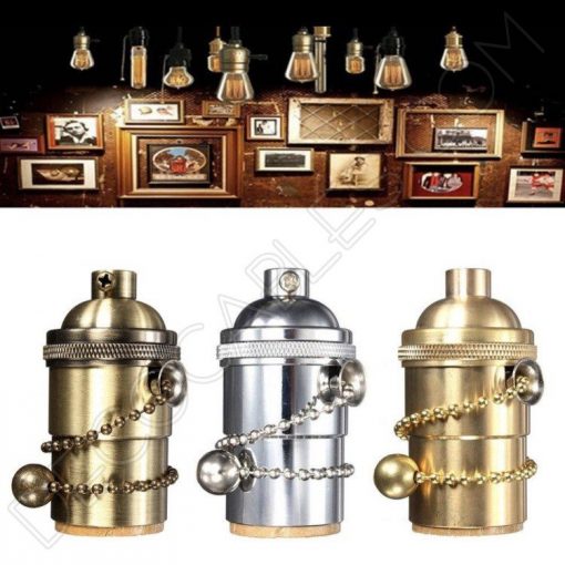 Portalámparas vintage metálico con cadena 14 Portalámparas vintage metálico con cadena varios colores