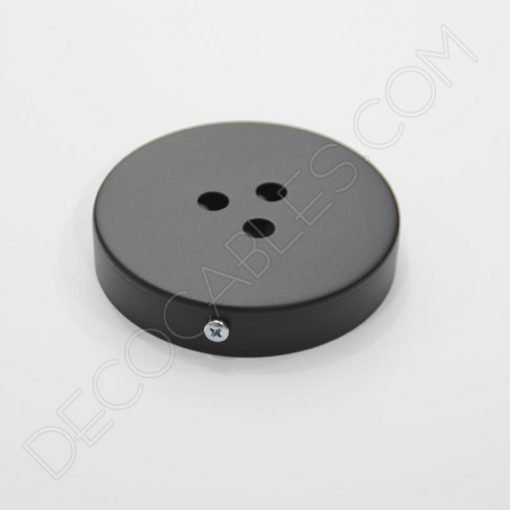 Soporte florón de techo para lámpara de 3 salidas color negro