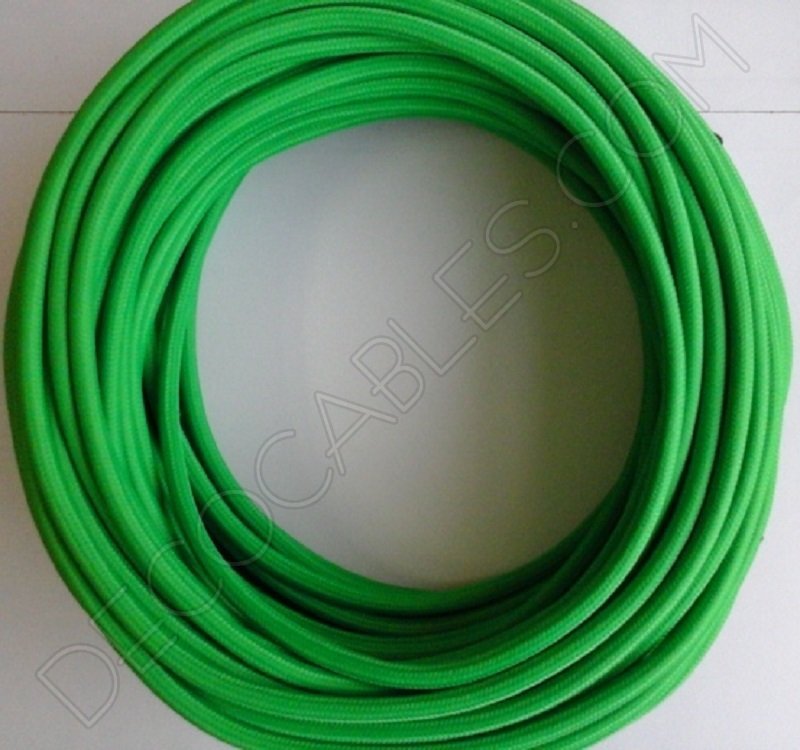 Cable eléctrico redondo de tela de color verde fosforescente Cable eléctrico redondo de tela de color verde fosforescente