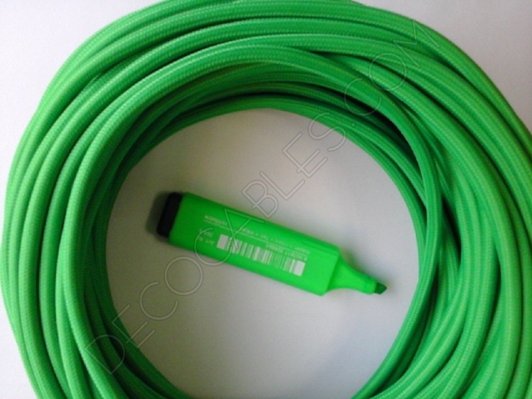 Cable eléctrico redondo de tela de color verde fosforescente Cable eléctrico redondo de tela de color verde fosforescente