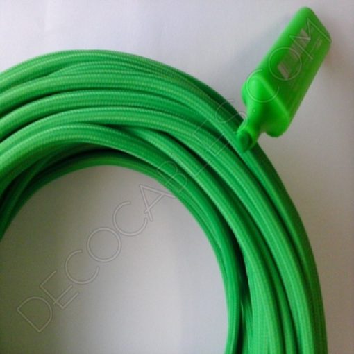 Cable eléctrico redondo de tela de color verde fosforescente