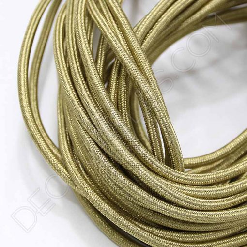Cable eléctrico forrado de hilo metálico 2x0.75 (Oro) 2 Cable eléctrico redondo metálico de color dorado