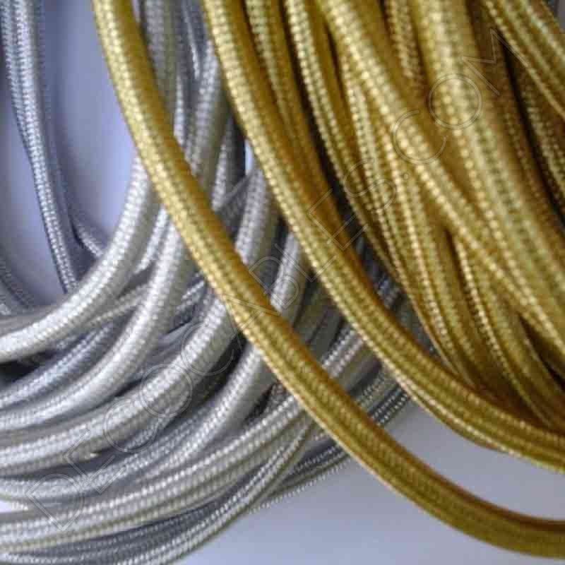 Cable eléctrico redondo metálico de colores plata y dorado Cable eléctrico redondo metálico de colores plata y dorado