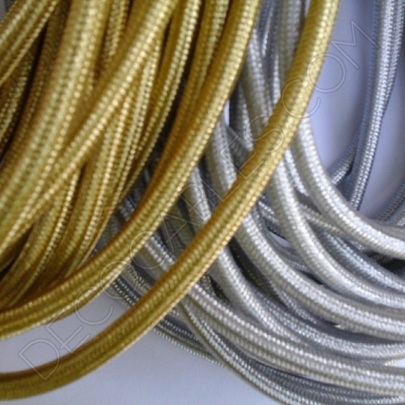 Cable eléctrico redondo metálico de colores plata y dorado Cable eléctrico redondo metálico de colores plata y dorado