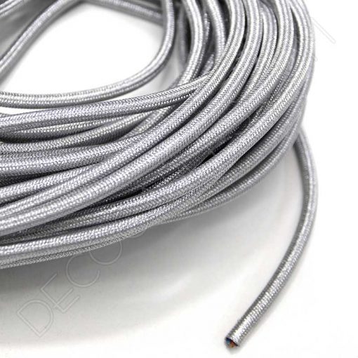 Cable eléctrico forrado de hilo metálico 2x0.75 (plata) 3 Cable eléctrico redondo metálico de color plata