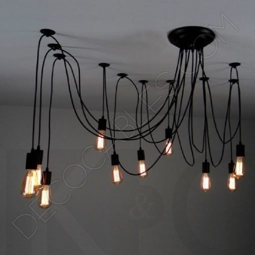 Lámpara araña de techo de color negra de 10 brazos