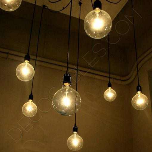 Lámpara araña de techo de color negra de 8 brazos