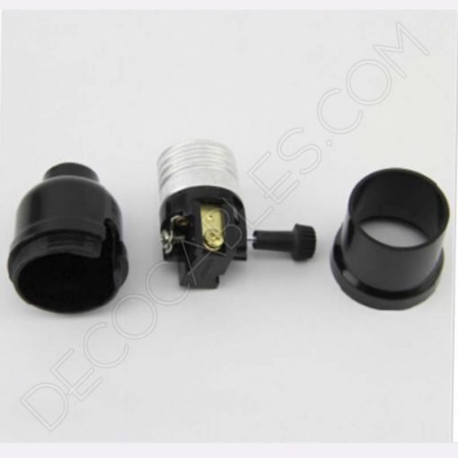 Portalámparas de baquelita con llave 2 Portalámparas negro de baquelita con interruptor lateral giratorio