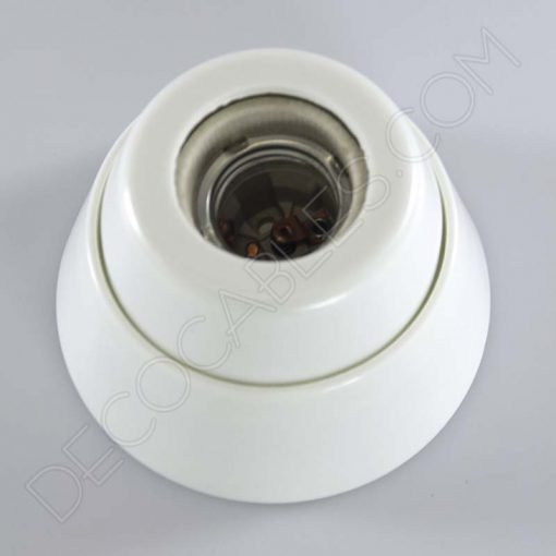 Portalámparas zócalo recto con interior de porcelana en blanco