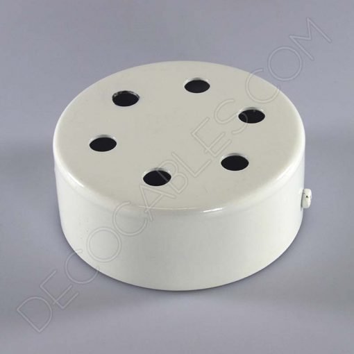 Lámpara araña de 6 brazos (Blanca) 2 Soporte florón de techo para lámpara blanco de 6 salidas