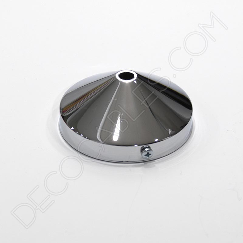 Soporte florón de techo cónico para lámpara de 1 salida cromado Soporte florón de techo cónico para lámpara de 1 salida cromado