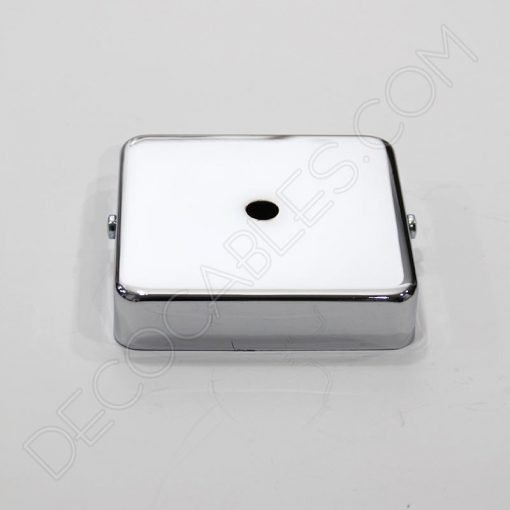 Soporte florón de techo cuadrado para lámpara de 1 salida cromado