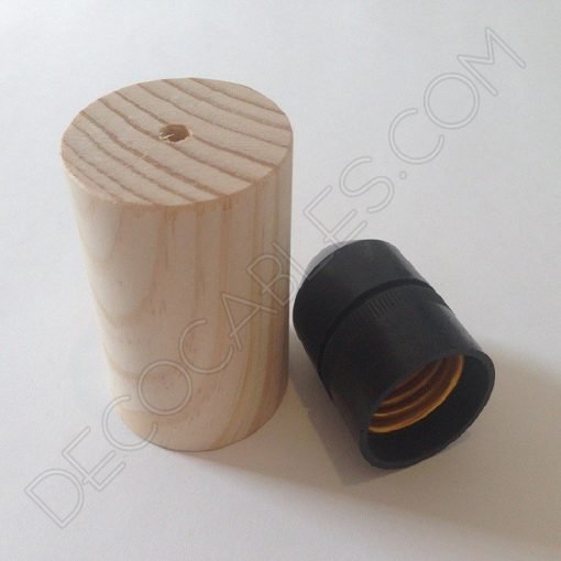 Cubre portalamparas exterior en madera decorativo modelo cilindro