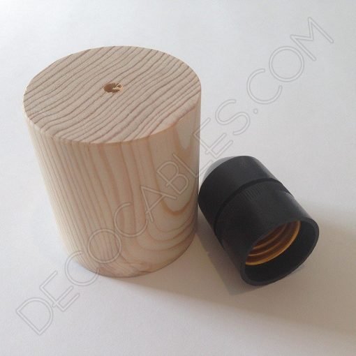 Cubre portalamparas exterior en madera decorativo modelo cilindro