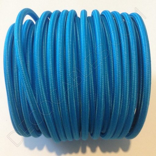 Cable textil eléctrico (Azul Celeste) 1 Cable eléctrico redondo de tela de color azul celeste
