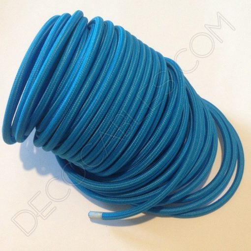 Cable textil eléctrico (Azul Celeste) 2 Cable eléctrico redondo de tela de color azul celeste