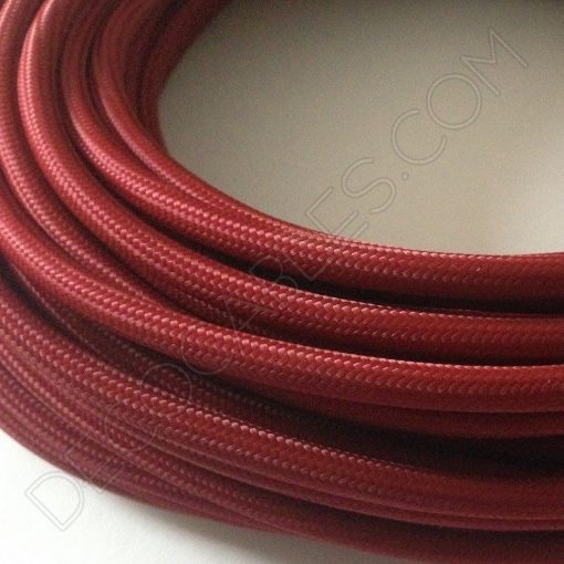 Cable textil eléctrico (Granate) 3 Cable eléctrico redondo de tela de color granate