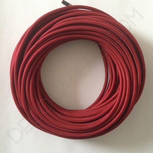 Cable textil eléctrico (Granate) 2 Cable eléctrico redondo de tela de color granate