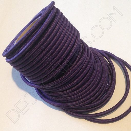 Cable textil eléctrico (Morado) 1 Cable eléctrico redondo de tela de color morado