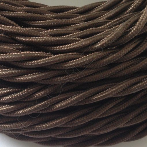 Cable eléctrico trenzado tela marrón 3 hilos